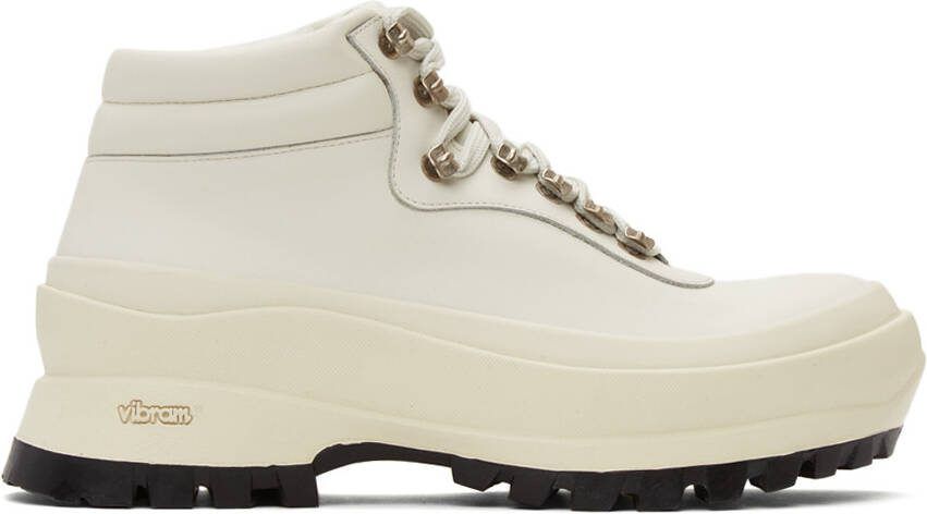 Jil Sander SSENSE Exclusive Off-White Leather Hiking Boots - Picture 5
