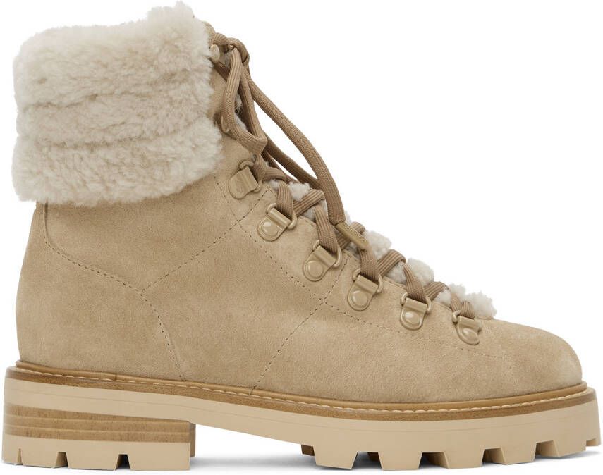 Jimmy Choo Beige Shearling Eshe Hiking Boots - Picture 5