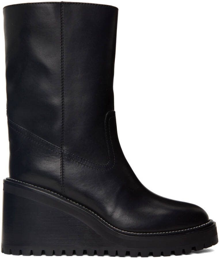 Jimmy Choo Black Leather Yola 80 Boots - Picture 4