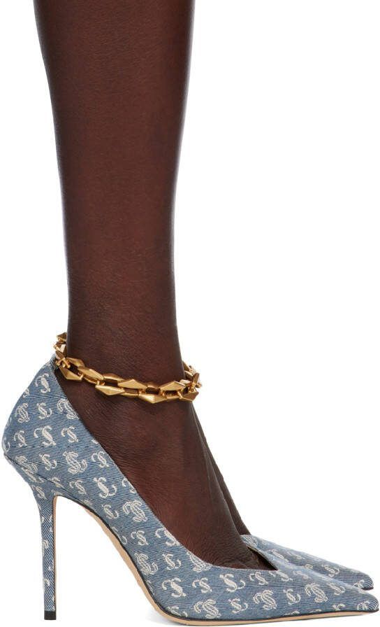 Jimmy Choo all-over logo-print pumps Blue