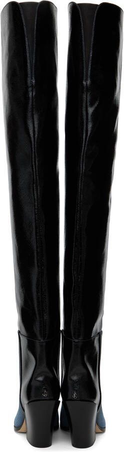 Jimmy Choo Black  Blue Maceo 85 Boots - Picture 5