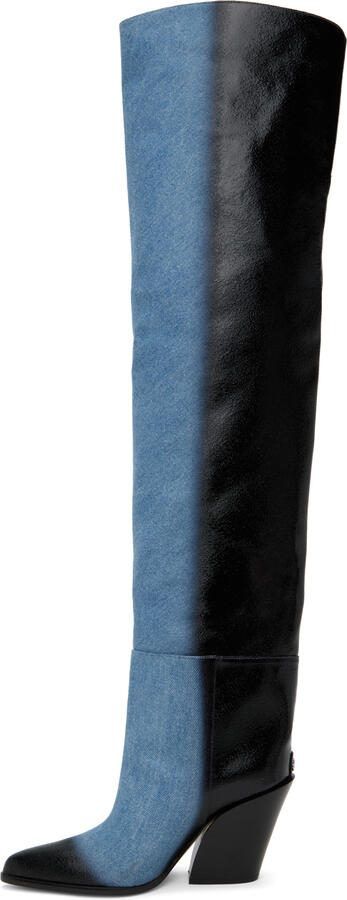 Jimmy Choo Black  Blue Maceo 85 Boots