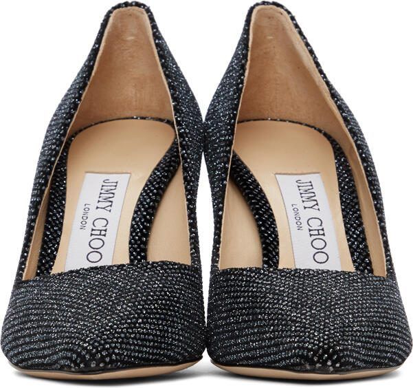 Jimmy Choo Black Glitter Romy 85 Heels - Picture 3