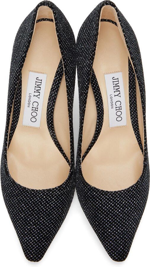 Jimmy Choo Black Glitter Romy 85 Heels - Picture 2