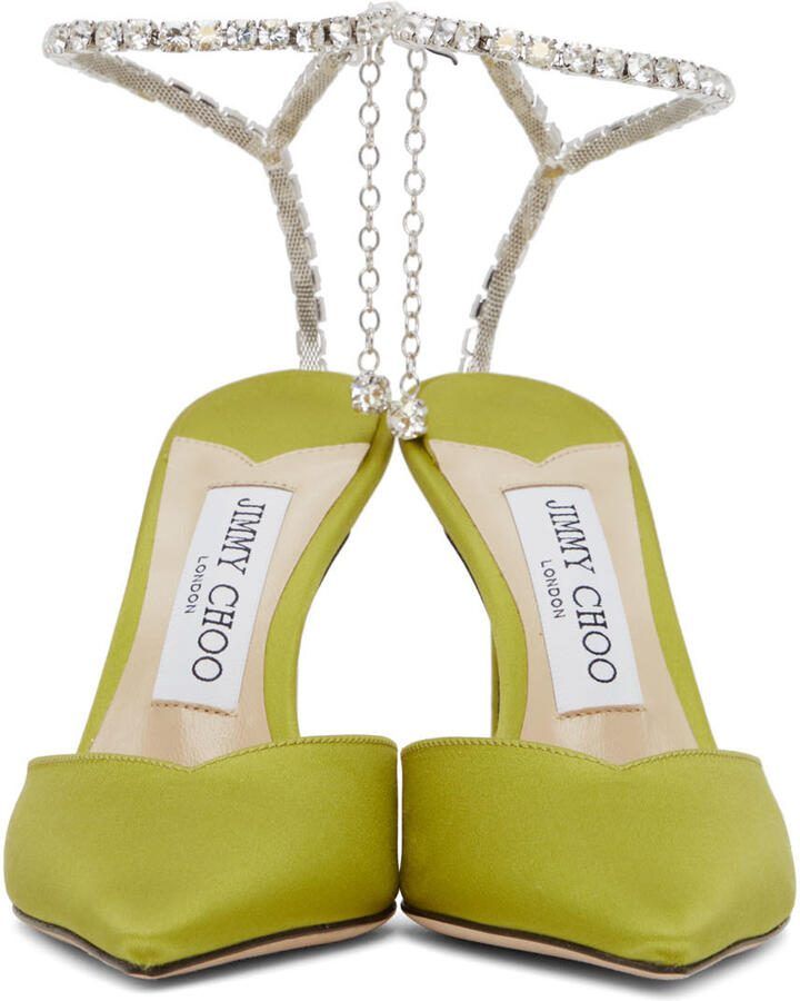 Jimmy Choo Green Saeda 100 Pumps - Picture 2