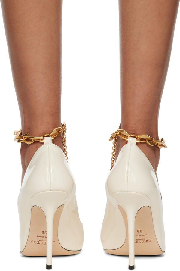 Jimmy Choo Off-White Diamond Talura 100 Pumps - Picture 5