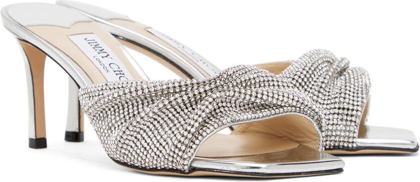 Jimmy Choo Silver  Off-White Naria 75 Mules - Picture 2