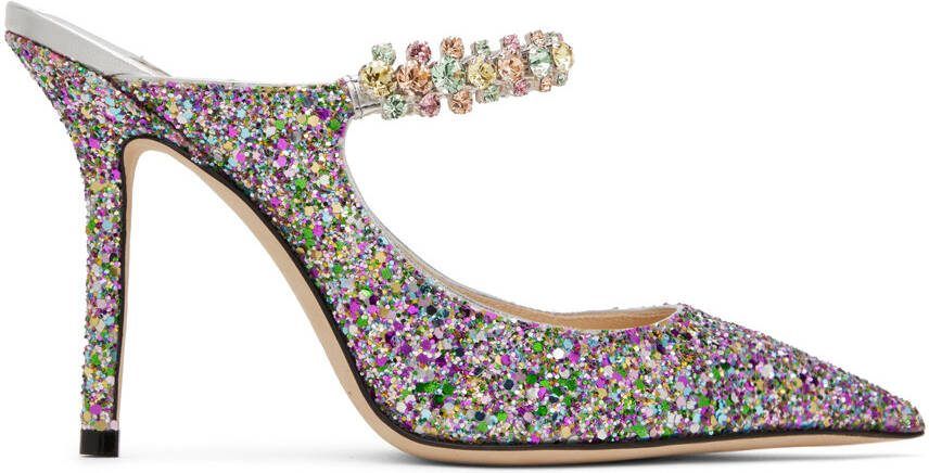 Jimmy Choo Multicolor Glitter Bing 100 Heels - Picture 5