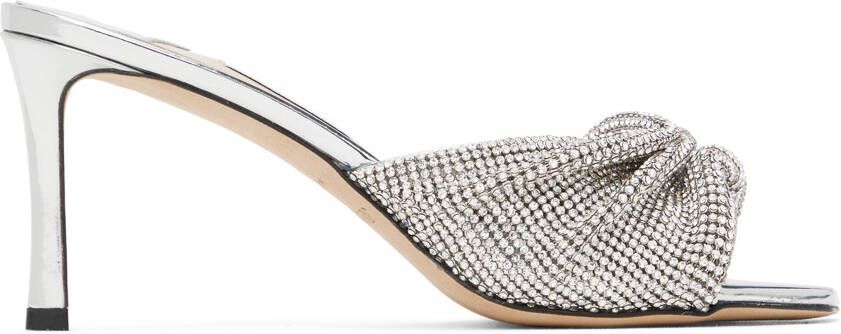 Jimmy Choo Silver  Off-White Naria 75 Mules - Picture 4