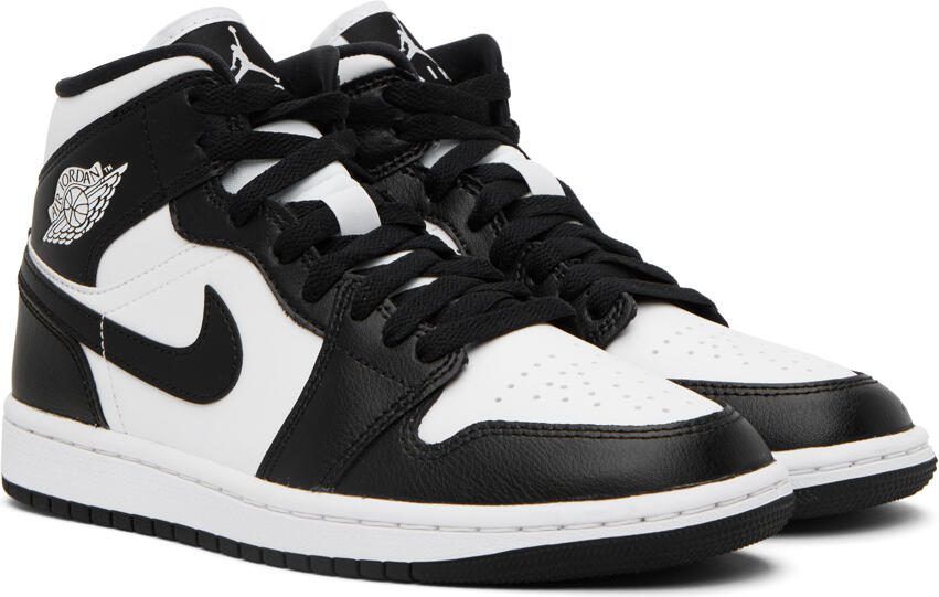 Nike Jordan Black  White Air Jordan 1 Mid Sneakers - Picture 2