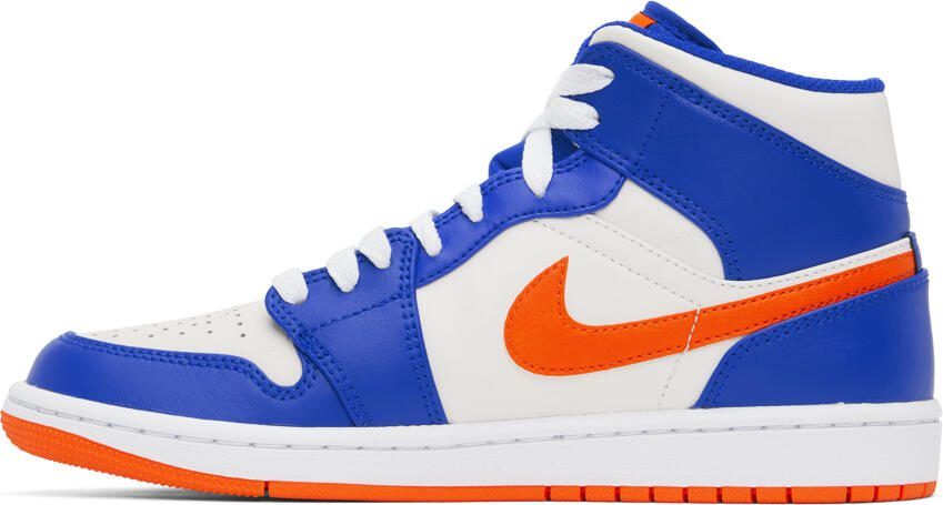 Nike Jordan Blue  White Air Jordan 1 Mid Sneakers - Picture 3
