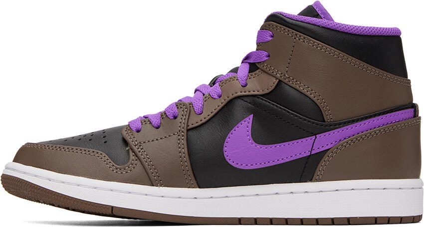 Nike Jordan Brown  Black Air Jordan 1 Mid Sneakers - Picture 3