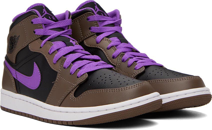 Nike Jordan Brown  Black Air Jordan 1 Mid Sneakers - Picture 2