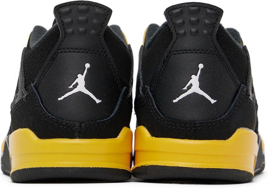 Nike Jordan Kids Black  Yellow Jordan 4 Retro Thunder Little Kids Sneakers - Picture 5