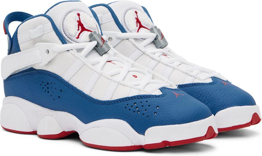 Nike Jordan Kids White  Blue Jordan 6 Rings Big Kids Sneakers - Picture 2