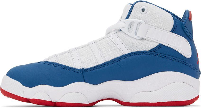 Nike Jordan Kids White  Blue Jordan 6 Rings Little Kids Sneakers - Picture 3