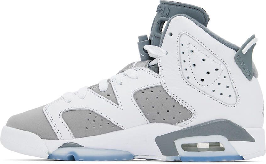 Nike Jordan Kids White  Gray Air Jordan 6 Retro Big Kids Sneakers - Picture 3