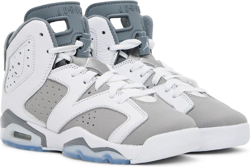 Nike Jordan Kids White  Gray Air Jordan 6 Retro Big Kids Sneakers - Picture 2