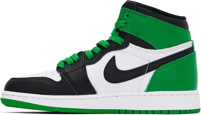 Nike Jordan Kids White  Green Air Jordan 1 High OG Big Kids Sneakers - Picture 3