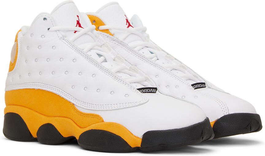 Nike Jordan Kids White  Orange Air Jordan 13 Retro Big Kids Sneakers - Picture 2