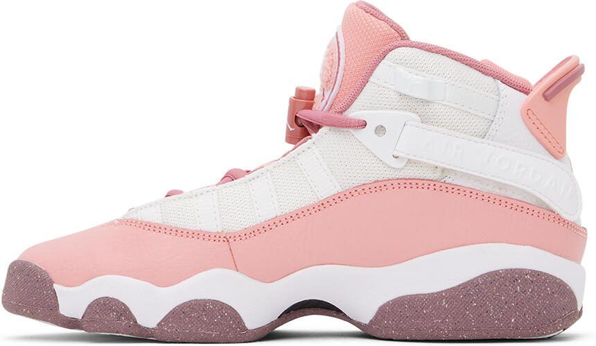 Nike Jordan Kids White  Pink Jordan 6 Rings Big Kids Sneakers - Picture 3