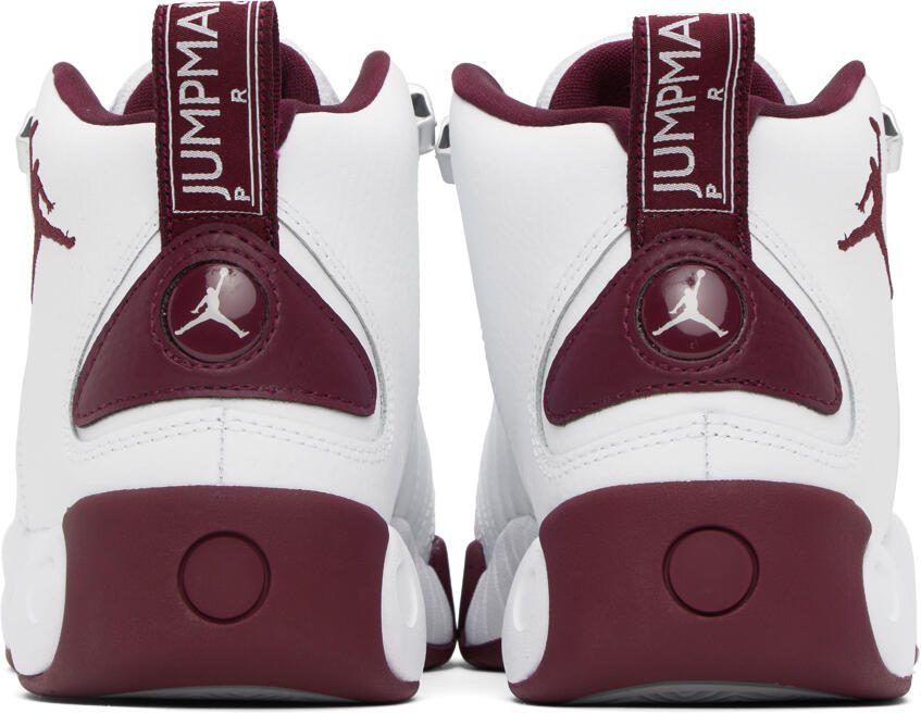 Nike Jordan White  Burgundy Jumpman Pro Sneakers