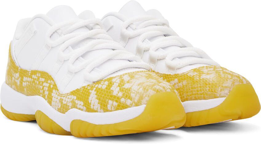 Nike Jordan White  Yellow Air Jordan 11 Retro Low Sneakers - Picture 2