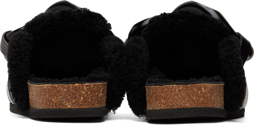 JW Anderson Black Shearling Chain Loafers - Picture 2