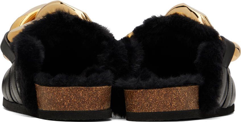 JW Anderson Black Shearling Chain Loafers