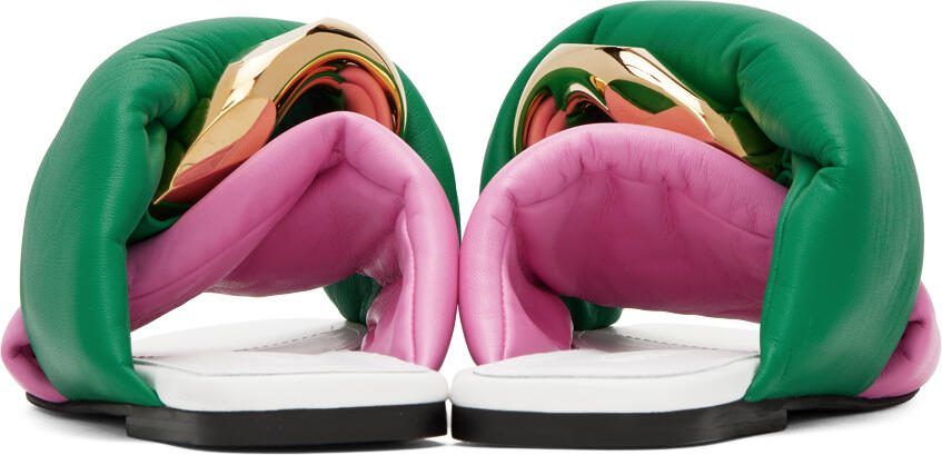 JW Anderson Pink  Green Chain Twist Sandals - Picture 2