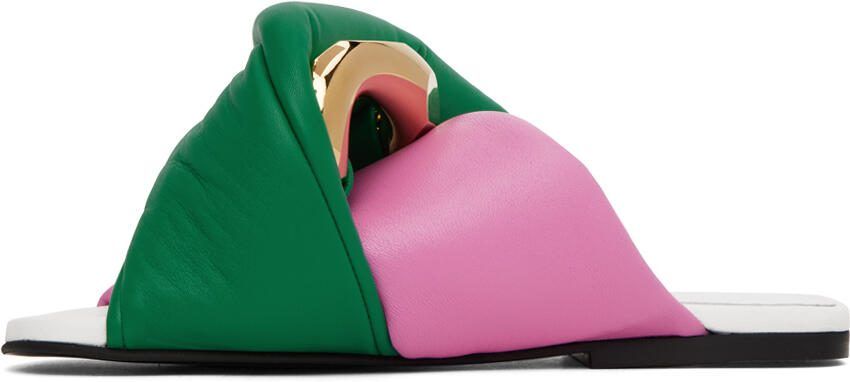 JW Anderson Pink  Green Chain Twist Sandals - Picture 3