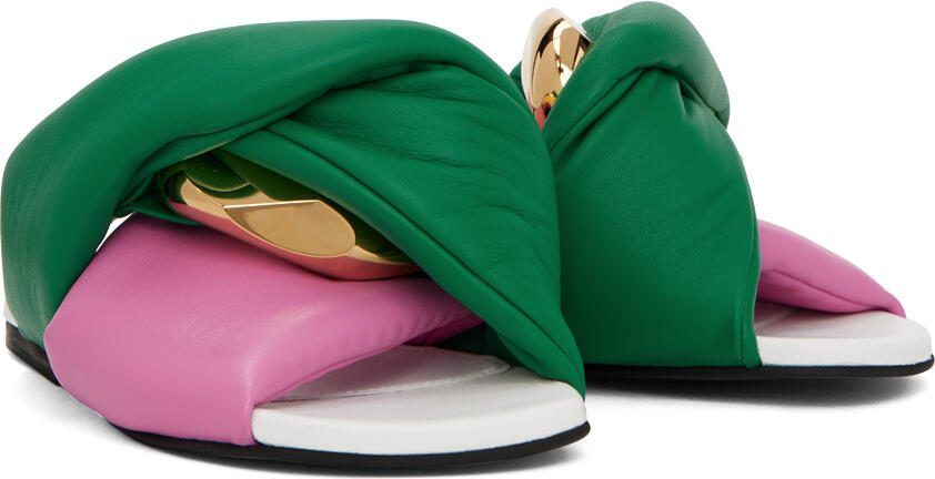 JW Anderson Pink  Green Chain Twist Sandals
