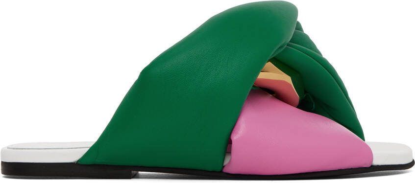 JW Anderson Pink  Green Chain Twist Sandals - Picture 5