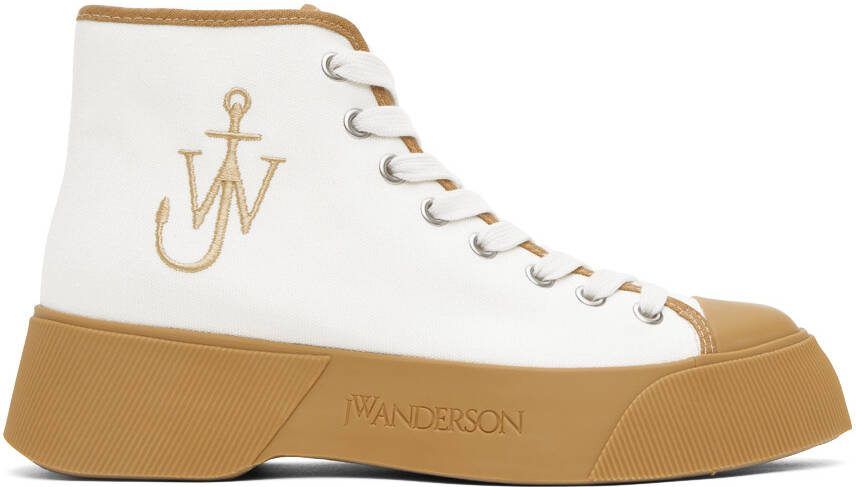 JW Anderson White  Tan High Top Sneakers - Picture 5