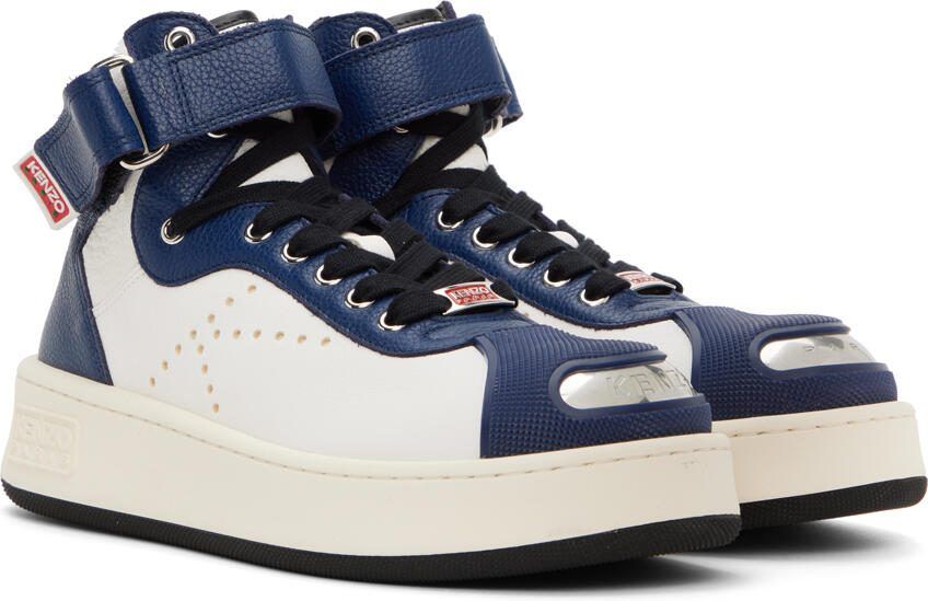 Kenzo White  Navy Paris Hoops Sneakers - Picture 2