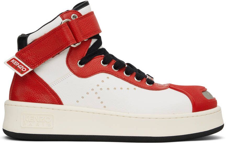 Kenzo Red  White Hoops Trainer Sneakers - Picture 5