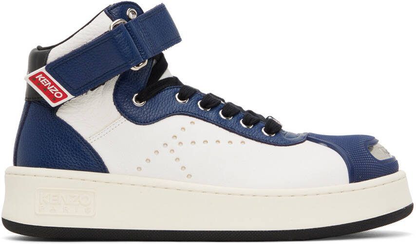 Kenzo White  Navy Paris Hoops Sneakers - Picture 5