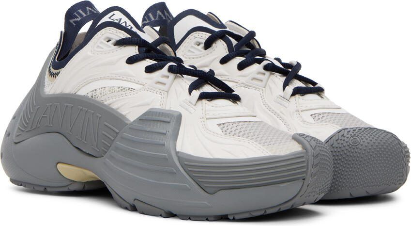 Lanvin SSENSE Exclusive Gray  Navy Flash-X Sneakers - Picture 2