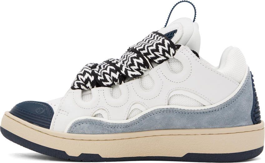 Lanvin SSENSE Exclusive Off-White  Blue Curb Sneakers - Picture 2