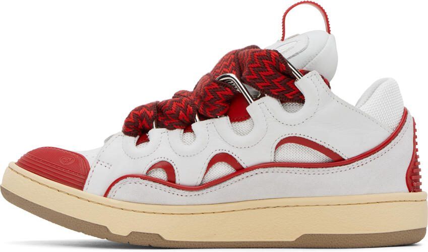 Lanvin SSENSE Exclusive White  Red Curb Sneakers - Picture 3