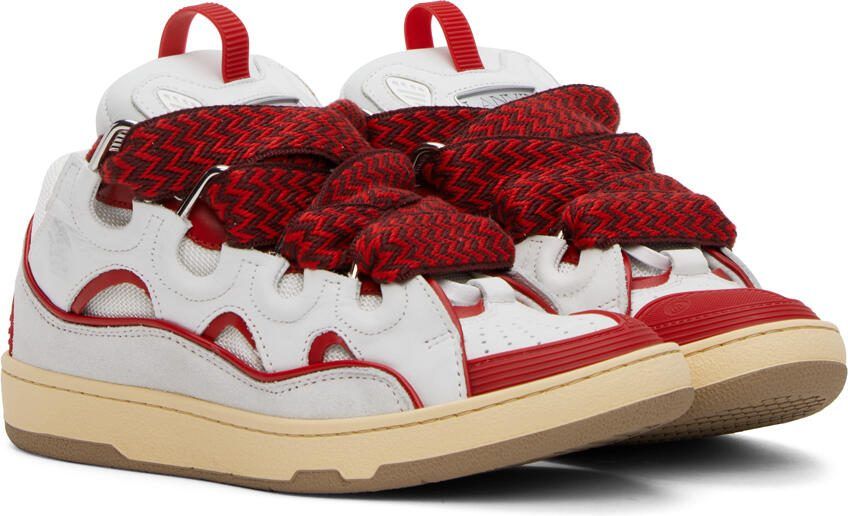 Lanvin SSENSE Exclusive White  Red Curb Sneakers - Picture 2