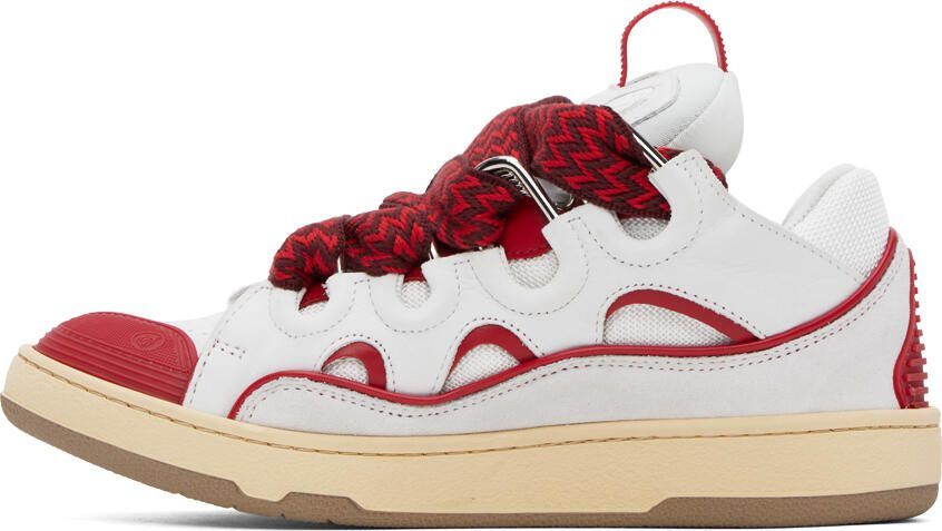 Lanvin SSENSE Exclusive White  Red Curb Sneakers - Picture 3