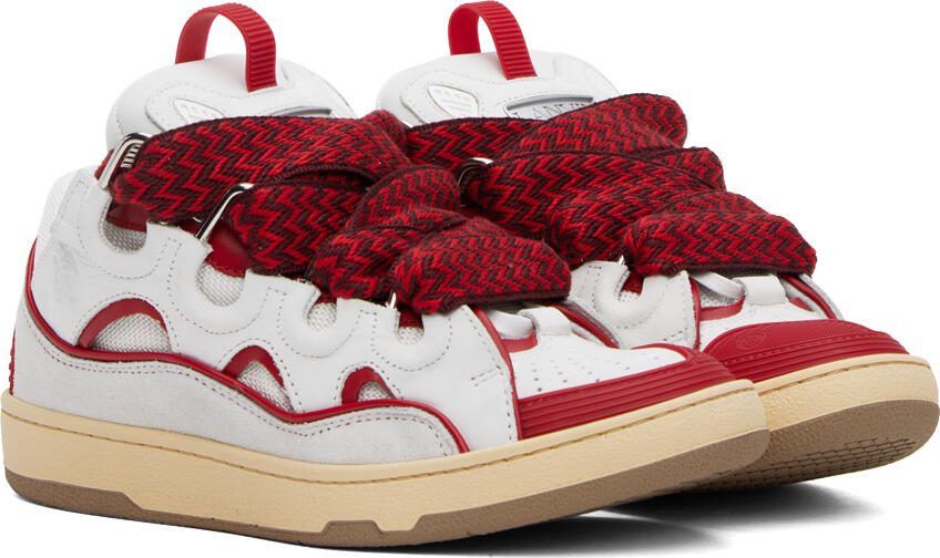 Lanvin SSENSE Exclusive White  Red Curb Sneakers