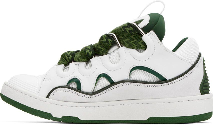 Lanvin White  Green Curb Sneakers - Picture 3
