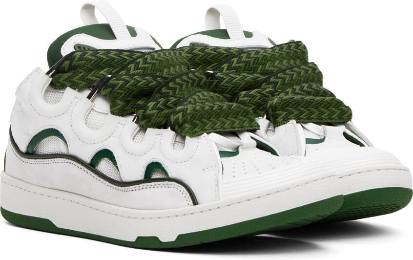 Lanvin White  Green Curb Sneakers - Picture 2
