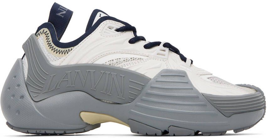 Lanvin SSENSE Exclusive Gray  Navy Flash-X Sneakers - Picture 5