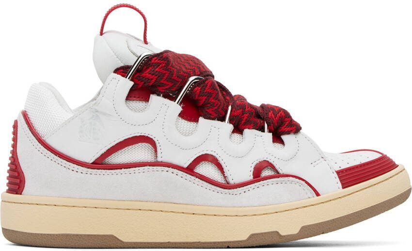 Lanvin SSENSE Exclusive White  Red Curb Sneakers - Picture 5