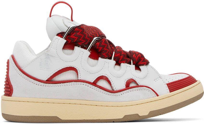 Lanvin SSENSE Exclusive White  Red Curb Sneakers - Picture 5