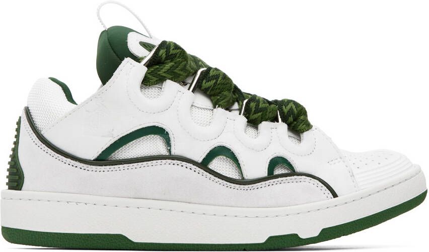 Lanvin White  Green Curb Sneakers - Picture 5