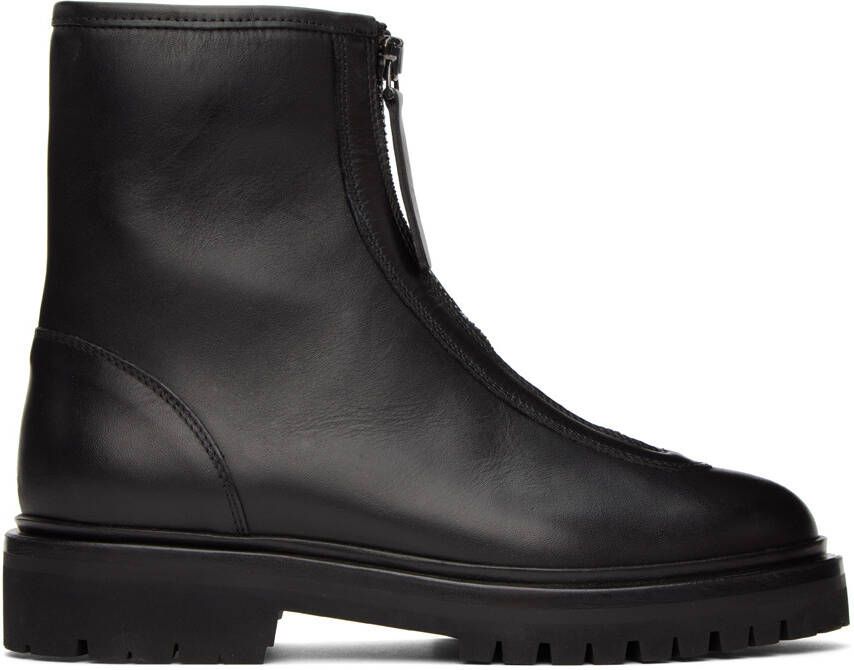 Legres Black Oiled Leather Ankle Boots - Picture 5